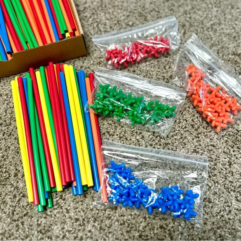 Roylco Straws & Connectors Building Set, 2 Sets, STEM Toy